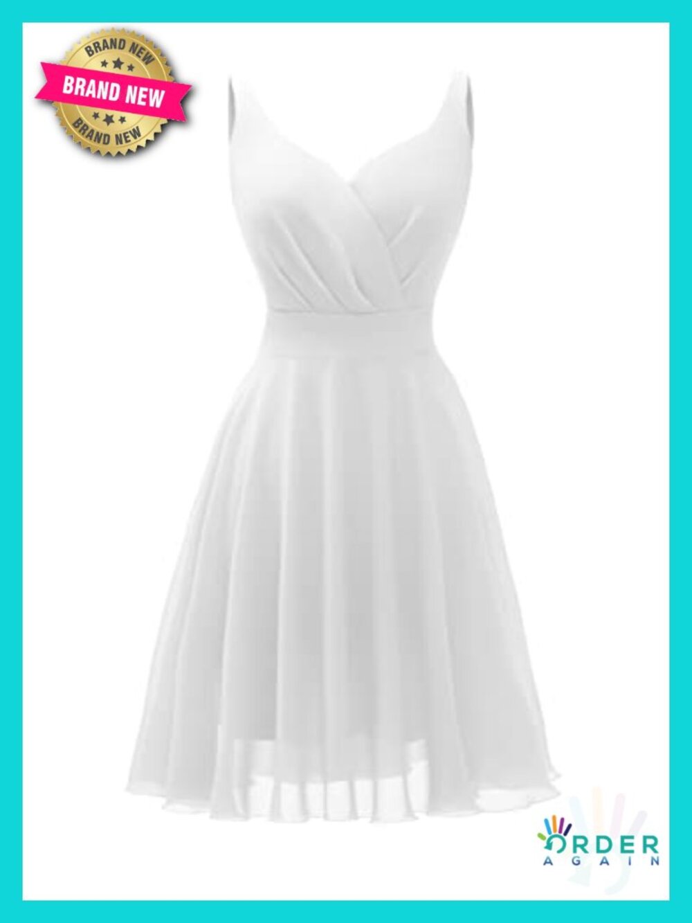 V-Neck Adjustable Spaghetti Strap Chiffon Sundress Cocktail Dress